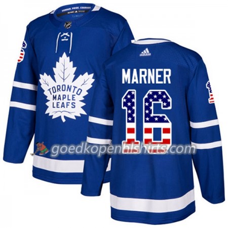 Toronto Maple Leafs Mitchell Marner 16 Adidas 2017-2018 Blauw USA Flag Fashion Authentic Shirt - Mannen